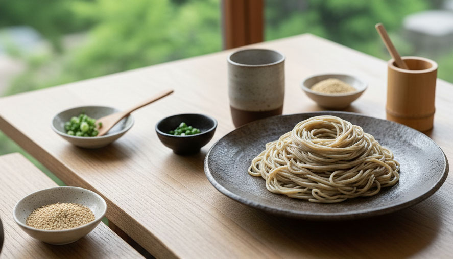 素材にこだわった自家製粉、石臼挽き、「常陸秋そば」